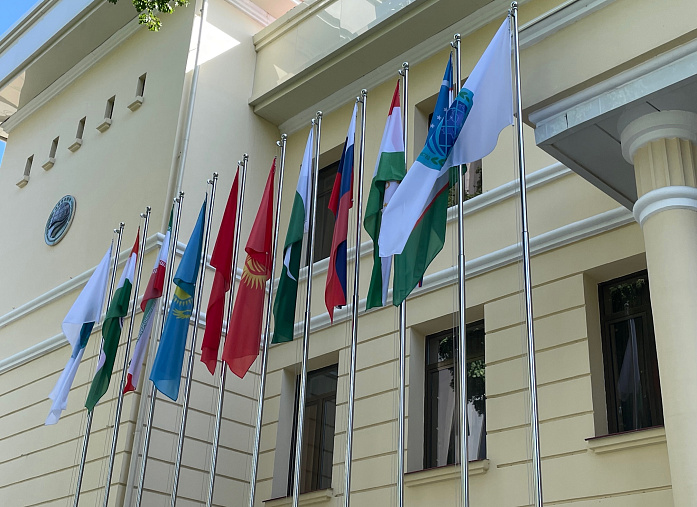 The flag of the Islamic Republic of Iran raised at the SCO RATS Executive Committee  